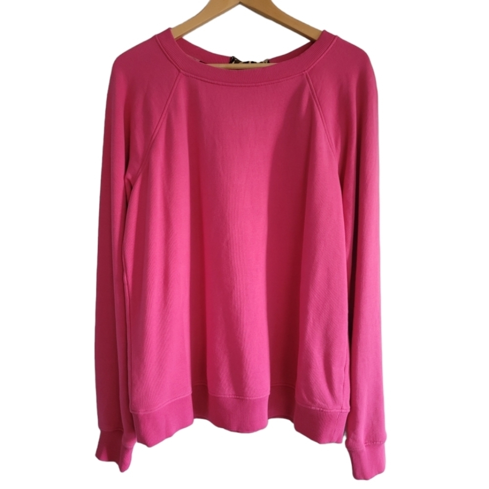 Crown & Ivy Fushia Sweater/Sweatshirt 100% Cotton Size XL Preppy Classic